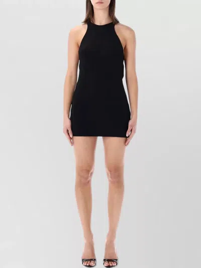 The Andamane Carmen Halter Mini Dress Open Back In Black
