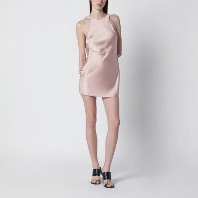 The Andamane Carmen Halter Mini Dress Open Back In Neutral