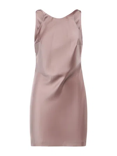 The Andamane Carmen Satin Mini Dress In Silver