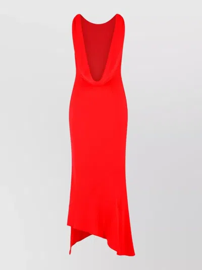 The Andamane Carmen Sleeveless Scoop Neck Polyester Dress In Red
