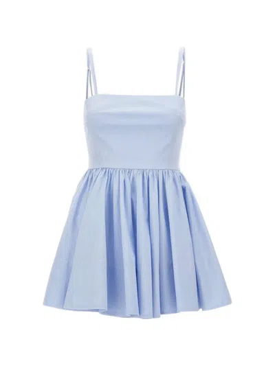 The Andamane Carrie Micro-stripe Pleated Mini Dress In Blue