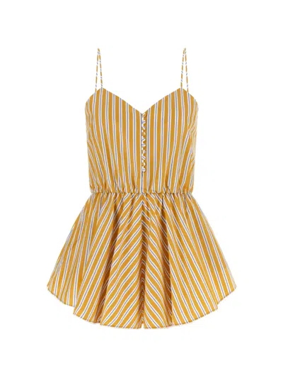 The Andamane Celeste Striped Playsuit In Orange
