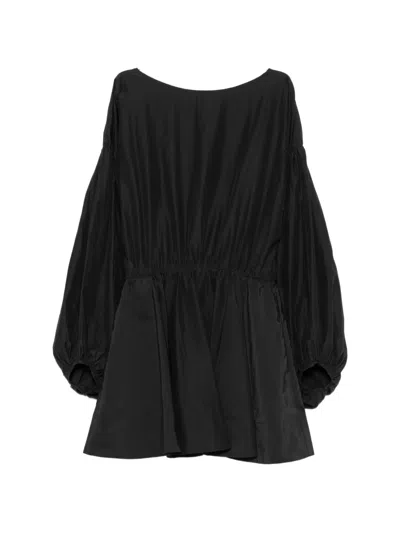 The Andamane Clara Open-back Balloon-sleeve Dress In Black