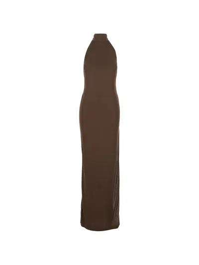 The Andamane Cleo Halterceck Maxi Dress In Green