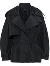 The Andamane Double-breasted Belted Black Jacket With Oversized Sleeves In Black