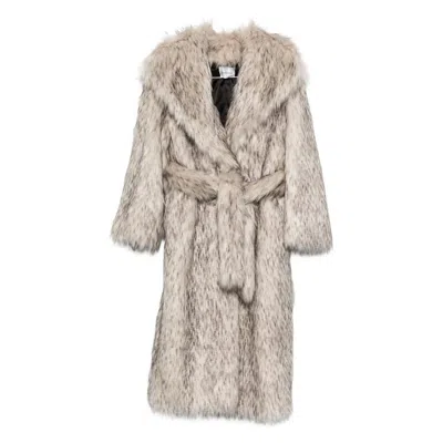 The Andamane Belted Faux-fur Coat In Neutral