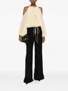 The Andamane Cold-shoulder Drawstring Top In Neutral