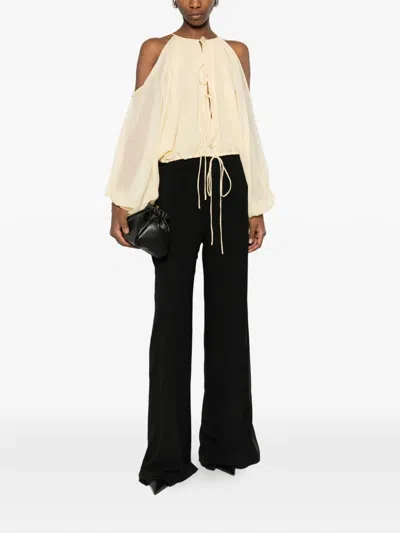 The Andamane Cold-shoulder Drawstring Top In Neutral