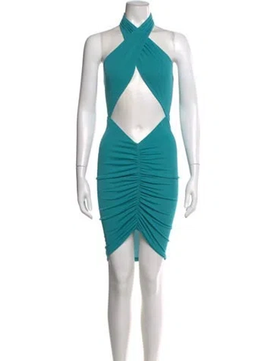 Pre-owned The Andamane Colorblock Pattern Knee-length Dress In Blue