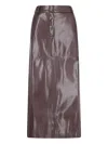 The Andamane Bordeaux Faux Leather Midi Skirt