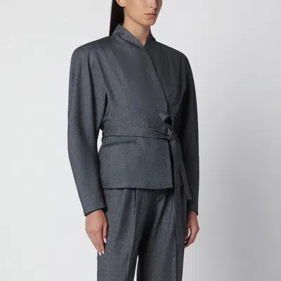 The Andamane Coordinated Belt Mini Jacket In Gray