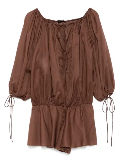 The Andamane Cotton Playsuit In Brown