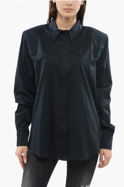 The Andamane Cotton Shirt With Padded Shoulders In Black