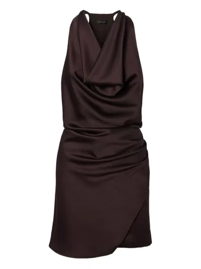 The Andamane Cowl-neck Draped Mini Dress In Brown