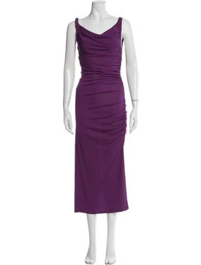 Pre-owned The Andamane Cowl Neck Long Dress In Purple