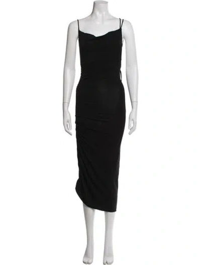 Pre-owned The Andamane Cowl Neck Midi Length Dress In Black