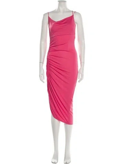 Pre-owned The Andamane Cowl Neck Midi Length Dress In Pink