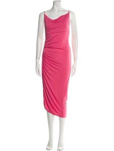 Pre-owned The Andamane Cowl Neck Midi Length Dress In Pink