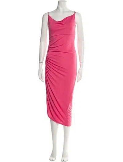 Pre-owned The Andamane Cowl Neck Midi Length Dress In Pink