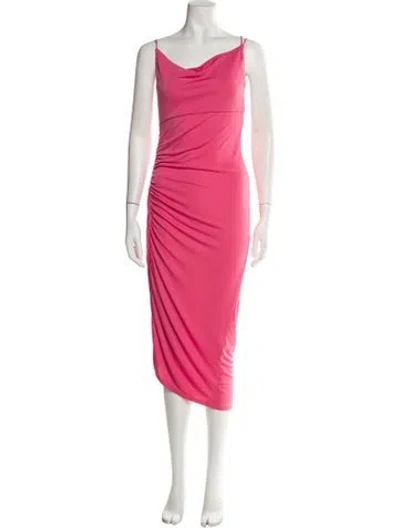 Pre-owned The Andamane Cowl Neck Midi Length Dress In Pink