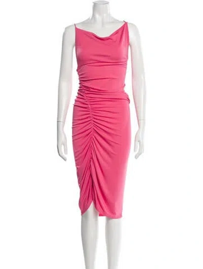 Pre-owned The Andamane Cowl Neck Midi Length Dress In Pink