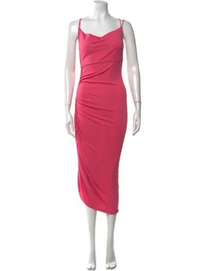Pre-owned The Andamane Cowl Neck Midi Length Dress In Pink