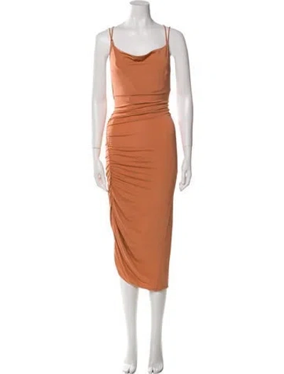 Pre-owned The Andamane Cowl Neck Midi Length Dress W/ Tags In Neutral