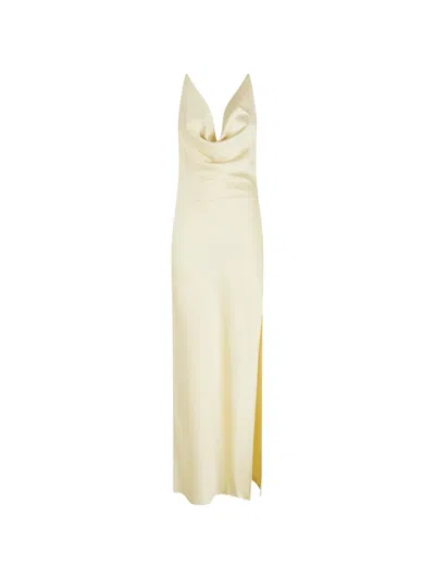 The Andamane Cowl-neck Slit Maxi Dress In Yellow