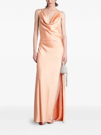 The Andamane Cowl-neck Backless Maxi Dress In Orange