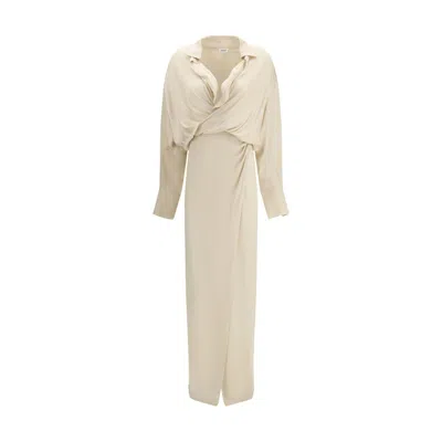 The Andamane Paloma Draped Maxi Dress In Neutral
