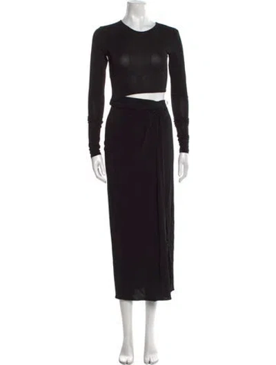 Pre-owned The Andamane Crew Neck Long Dress In Black