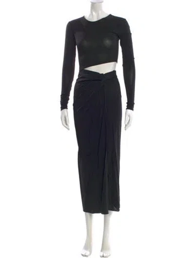 Pre-owned The Andamane Crew Neck Long Dress In Black