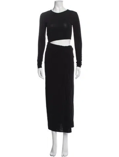 Pre-owned The Andamane Crew Neck Long Dress In Black