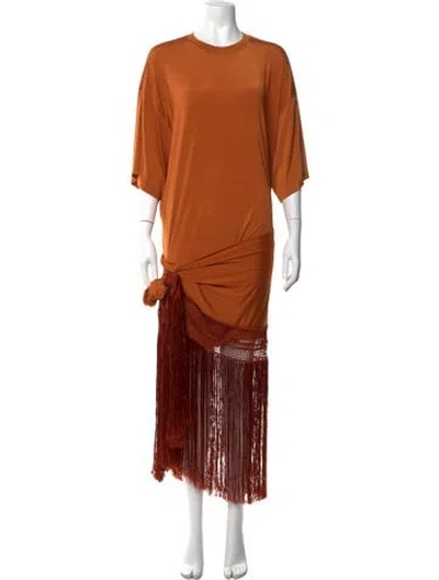 Pre-owned The Andamane Crew Neck Long Dress In Orange