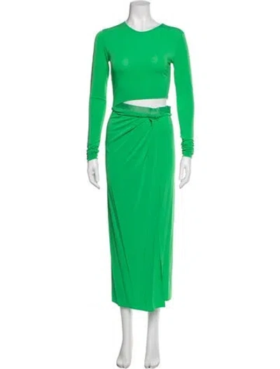 Pre-owned The Andamane Crew Neck Midi Length Dress In Green