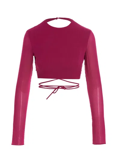 The Andamane Cropped Georgette Top In Brown