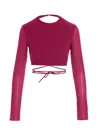 The Andamane Fuchsia Cropped Georgette Top In Fuchsia