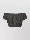 The Andamane Cropped Off-the-shoulder Top With Puff Sleeves In Gray