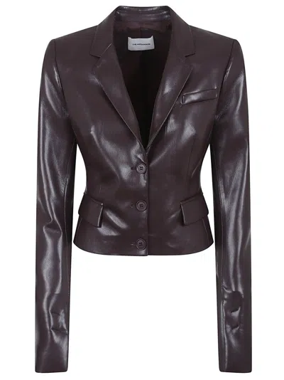 THE ANDAMANE CROPPED VEGAN LEATHER BLAZER