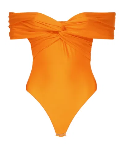 The Andamane Cross-neckline One-piece Swimsuit In Orange