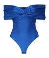 The Andamane Bodysuit With Crossover Neckline In Blue