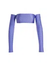 The Andamane Lexi Shiny Crop Top In Purple