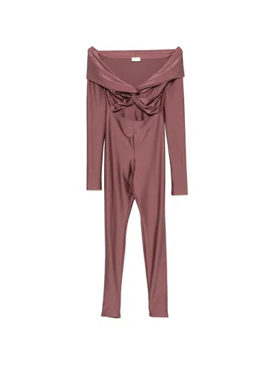 The Andamane Cut-out Twisted Jumpsuit In Burgundy