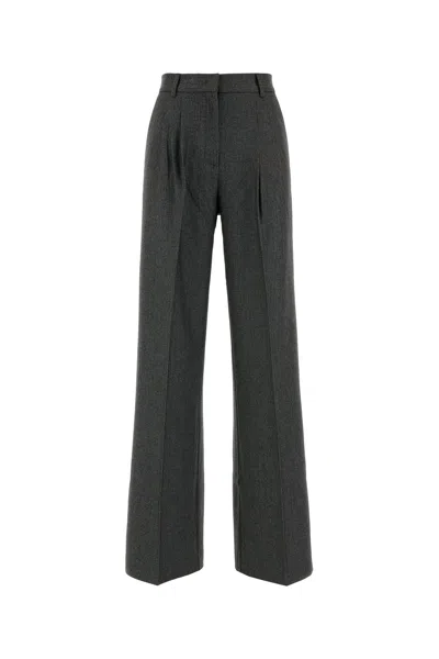 The Andamane Dark Grey Twill Wide-leg Nathalie Pant In Gray