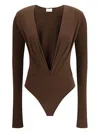 The Andamane Deep-v-neck Bodysuit In Brown