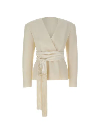 The Andamane Devina Double-breasted Blazer In Neutral