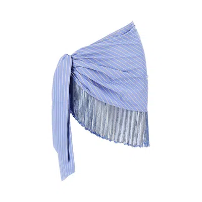 The Andamane 'dolly' Fringed Mini Skirt In Blue