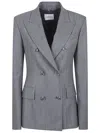 The Andamane Double-breasted Grey Blazer With Peak Lapels In Gray