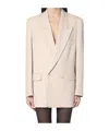 The Andamane Double-breasted Sand-coloured Jacket In Nude