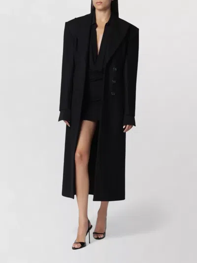 The Andamane Black Single-breasted Coat With Structured Shoulders In Purple